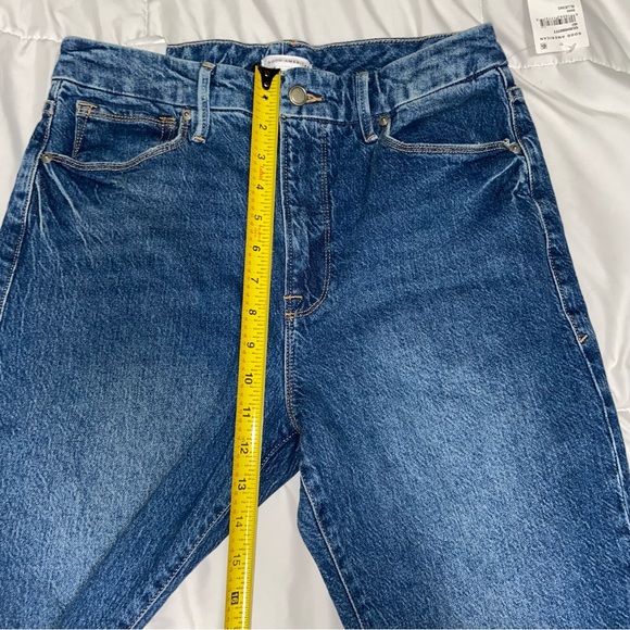NWT Good American Good Classic Slim Straight Jeans sz 12 31 Medium Blue Raw Hem - Picture 6 of 9
